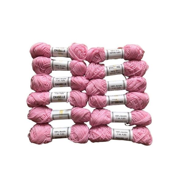 LOT of 12 skeins Acrylic pink yarn Chaselle new - Picture 1 of 3